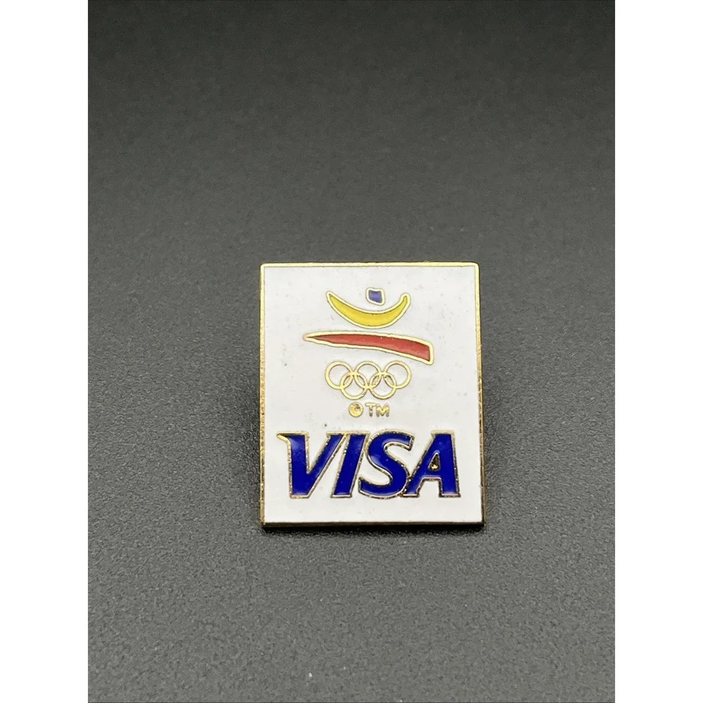 Vintage 1992 Barcelona Summer Olympics Visa Credit Card Sponsor Lapel Hat Pin‎